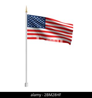 Realistic American Flag. Waving flag of the USA. 3D advertising textile vector flags. Template for products, advertizing, web banners, leaflets Stock Vector