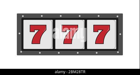 777 slot machine. Simple flat design isolated on white background Stock Vector