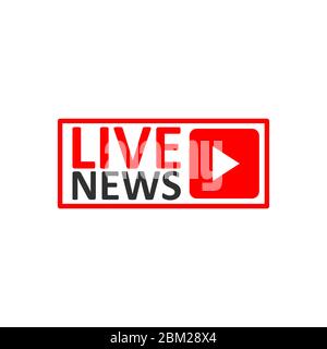 Live Stream sign. Red symbol, button of live streaming, broadcasting, online stream emblem. For tv, shows and social media live performances Stock Vector