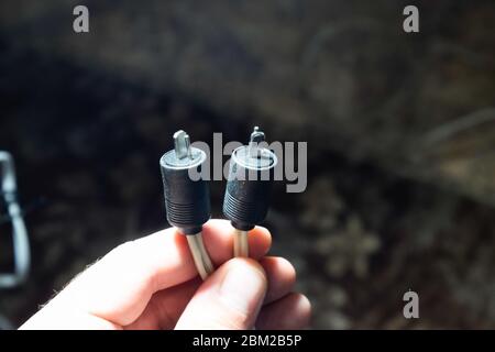 DIN 41529. The plug point is a dash, the Soviet standard plug for acoustics. Stock Photo