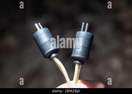 DIN 41529. The plug point is a dash, the Soviet standard plug for acoustics. Stock Photo