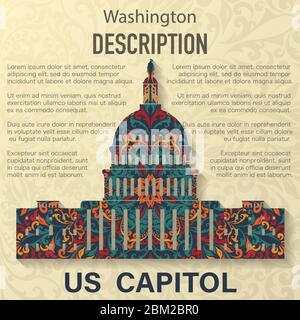 US Capitol floral pattern background Stock Vector