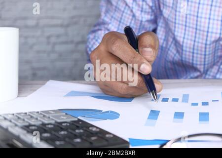 businessman analyzing financial data with copy space  Stock Photo