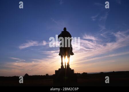 Stonewall Jackson statue sunset, Manassas National Battlefield Park, Virginia Stock Photo