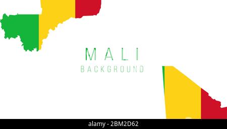 Mali flag map background. The flag of the country in the form of borders. Stock vector illustration isolated on white background. Stock Vector