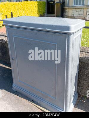 a close up view of a newly painted elecrtricty box Stock Photo