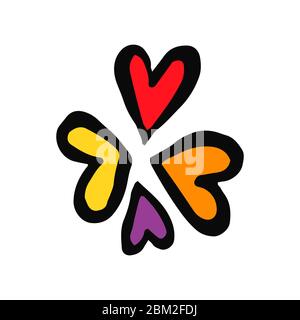 Set hearts in doodle style - Life,Gets,Better,Together.Hand written pride, love. Gay parade slogan. Copy space. LGBT rights symbol. Isolated. Vector h Stock Vector