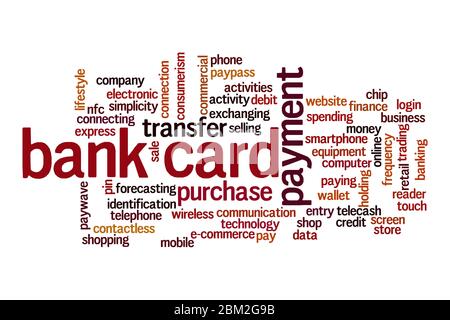 Bank card word cloud concept on white background Stock Photo