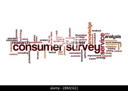 Consumer survey word cloud concept on white background Stock Photo