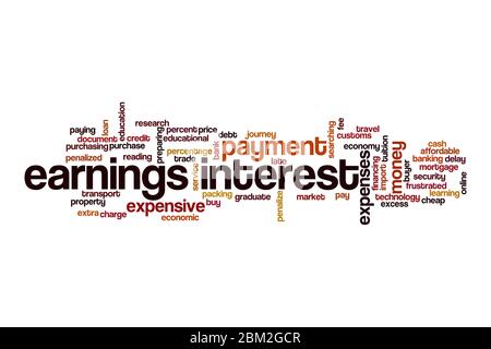 Earnings interest word cloud concept on white background Stock Photo