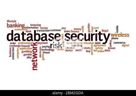 Database security word cloud concept on white background Stock Photo