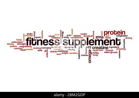 Fiitness supplement word cloud concept on white background Stock Photo