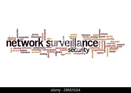 Network surveillance word cloud concept on white background Stock Photo