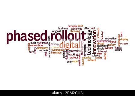Phased rollout word cloud concept on white background Stock Photo