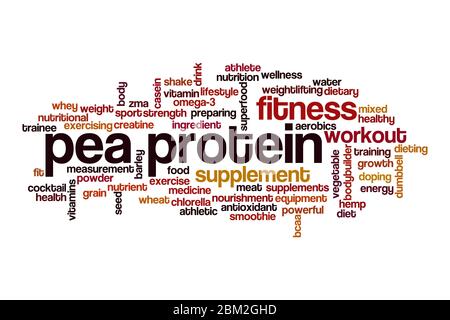Pea protein word cloud concept on white background Stock Photo