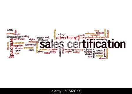 Sales certification word cloud concept on white background Stock Photo