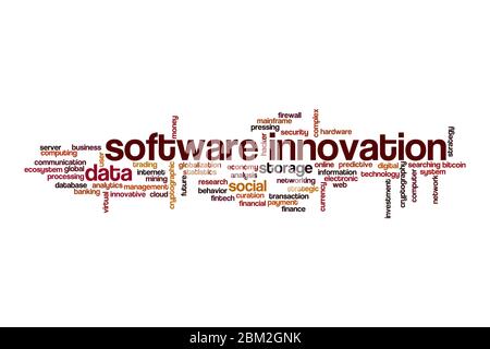 Software innovation word cloud concept on white background Stock Photo