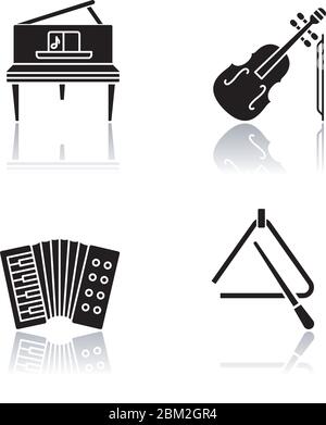 Music performance drop shadow black glyph icons set Stock Vector Image ...