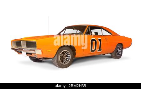 The General Lee Dukes of Hazzard 1969 Dodge Charger fan built replica on  display at the English Riviera classic car show, Paignton, Devon, England  Stock Photo - Alamy