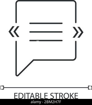 Chat bubble with angle quotes pixel perfect linear icon Stock Vector