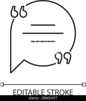 Chat bubble with quotation marks pixel perfect linear icon Stock Vector