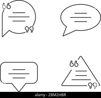 Empty chat bubbles with quotation marks pixel perfect linear icons set Stock Vector