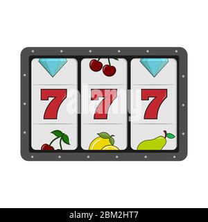 777 slot machine. Simple flat design isolated on white background Stock Vector