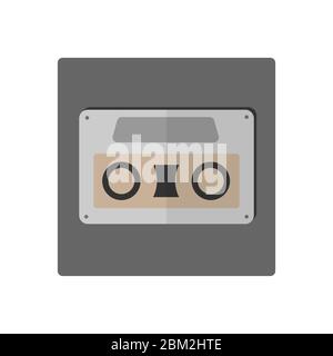 Vector icon for a compact audio cassette. Flat design isolated on a white background for websites and apps Stock Vector