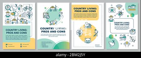 Pros and cons of country living brochure template Stock Vector