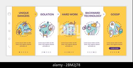 Village life disadvantages onboarding vector template Stock Vector