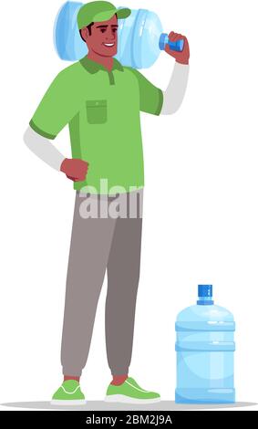 Water office delivery semi flat RGB color vector illustration Stock Vector