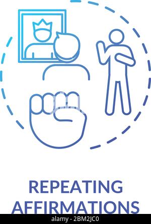 Repeating affirmations concept icon Stock Vector