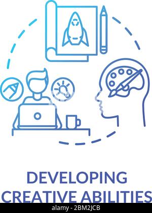 Developing creative abilities concept icon Stock Vector