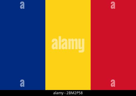 Official Large Flat Flag of Romania Horizontal Stock Photo