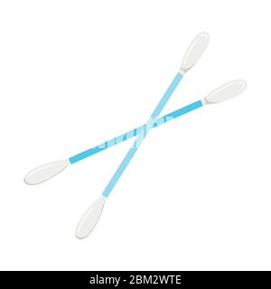 Crossed cotton buds icon isolated on white background. Stock Vector