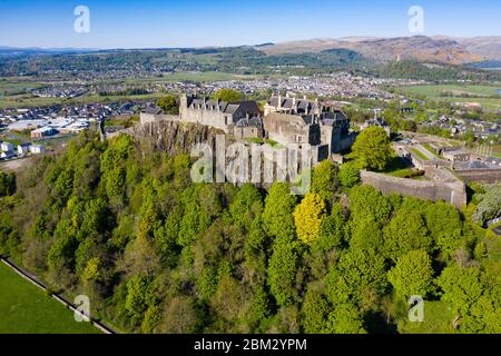 Aerial view of Stirling Castle, closed during Covid-19 lockdown in Stirling, Scotland, UK Stock Photo