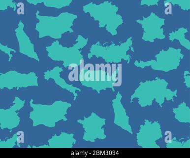 Map country set pattern seamless. USA and Germany. Austria and Australia, Turkey and China. Bulgaria and Switzerland. Vector background Stock Vector