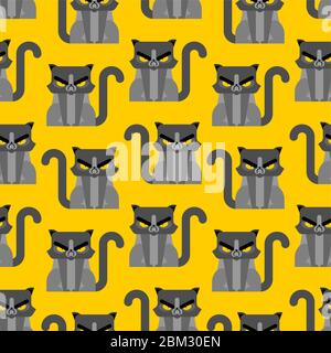 Grumpy Cat pattern seamless. Angry pet background. vector texture Stock Vector