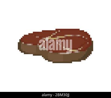 Ham meat pixel art icon isolated. 8 bit food sign. pixelated Symbol for ...
