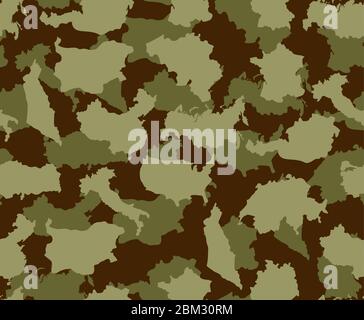 Map country set army pattern seamless. military background. USA and Germany. Austria and Australia, Turkey and China. Bulgaria and Switzerland. Stock Vector
