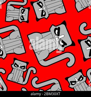 Grumpy Cat pattern seamless. Angry pet background. vector texture Stock Vector