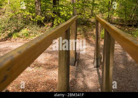 abandoned locked gym equipment Bars on a trim path Stock Photo