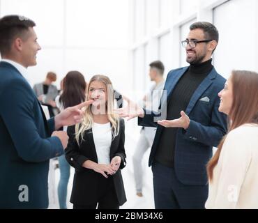 young businessman explaining something to the office staff Stock Photo ...