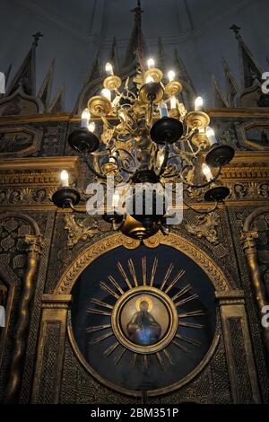 Lights of Chandelier of the Western Chapel of St. Basil’s Cathedral Stock Photo