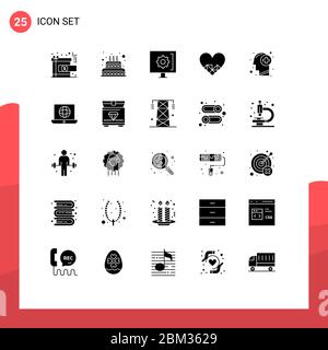 25 Creative Icons Modern Signs and Symbols of head, like, contact, love, support Editable Vector Design Elements Stock Vector