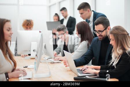 professional employees work on computers in a modern office Stock Photo