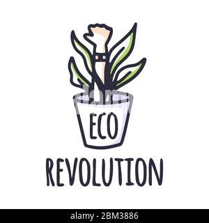 Eco Protest Creative Green Poster Concept. Green Revolution Eco Fist Symbol. Web Icon Logo Template Design Element. Stock Vector