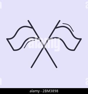 Two Flags Crossed, Doodle Style Sketch Illustration Hand Drawn flag. Stock Vector