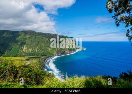 Hawaii stunning Waipio Valley and Pristine Beach Big island Stock Photo