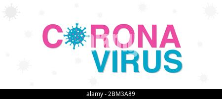 Corona virus infection vector banner background. Hand drawn pink and blue colored background Stock Vector